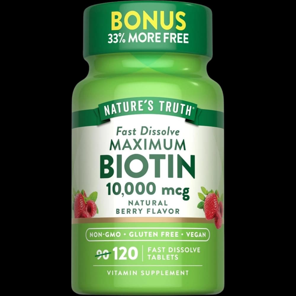 Biotin 10000mcg bottle front view