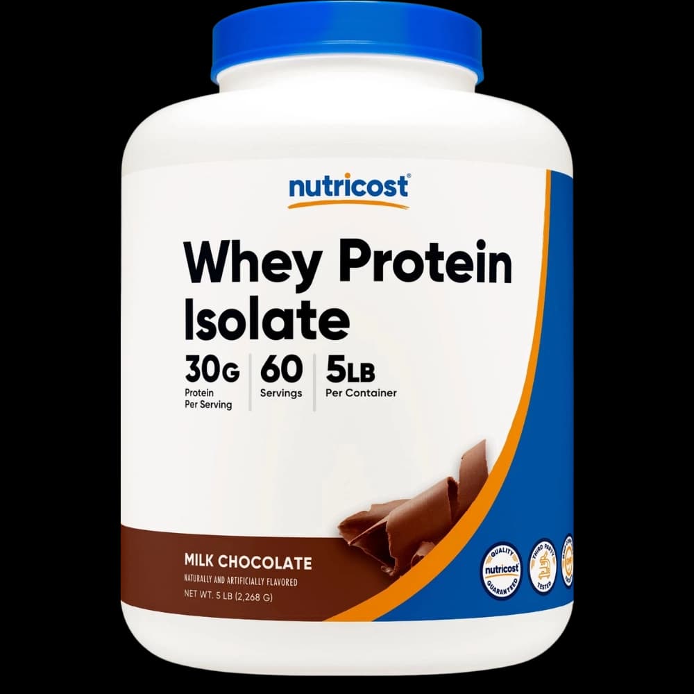 Whey Protein Isolate Chocolate flavour tub front view